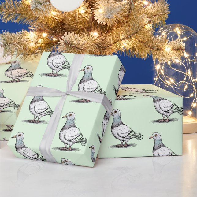 Papel De Presente Padrão de design do Modern Trendy Pigeon (Feriados)