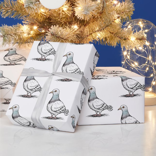 Papel De Presente Padrão de design do Modern Trendy Pigeon (Feriados)