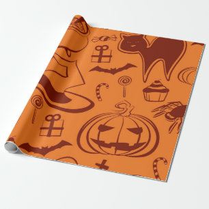 Papel De Presente Padrão de Dia das Bruxas