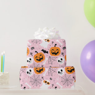 Papel De Presente Padrão de Dia das Bruxas Bonito Jack-o-Lanterna Ro
