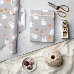Papel De Presente Padrão de Dia das Bruxas de Fantasmas e Cinzas de