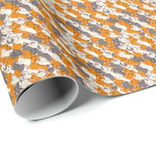 Papel De Presente Padrão de diagonal do gato preto branco do Ginger