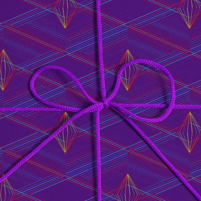 Papel De Presente Padrão de Diamante Abstrato roxo ♢ Moderno ♢ Unise (Criador carregado)
