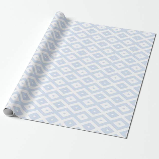 Papel De Presente Padrão de diamante branco e azul pálido (Desenrolado)
