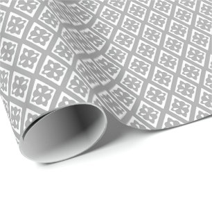 Papel De Presente Padrão de diamante - cinzas prateadas e brancas