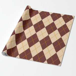 Papel De Presente Padrão de Diamante de Argyle de Queda de Outono Ca