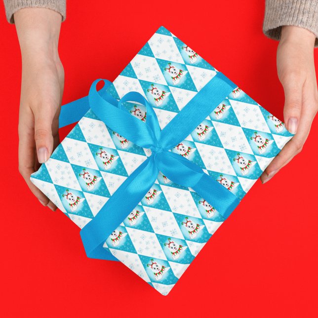 Papel De Presente Padrão de Diamante de Feriado de Inverno Samoyed (Adorable dog Christmas wrapping paper!)