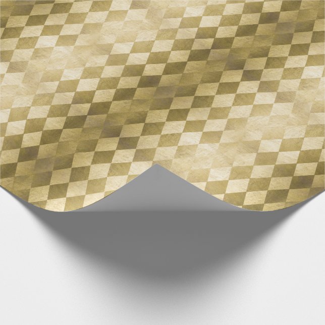 Papel De Presente Padrão de Diamante de Harlequin Dourado em Quic (Ponta)