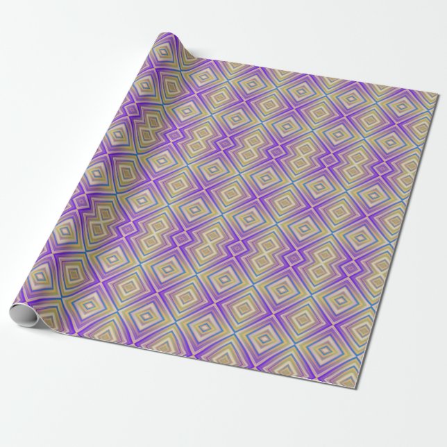 Papel De Presente Padrão de Diamante do Alternativo Roxo Indigo (Desenrolado)