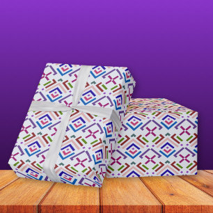 Papel De Presente Padrão de Diamante Geométrico Étnico Pastel Modern