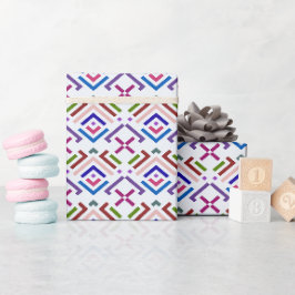 Papel De Presente Padrão de Diamante Geométrico Étnico Pastel Modern