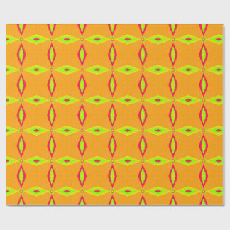 Papel De Presente Padrão de Diamante Geométrico Retro Laranja e Lima