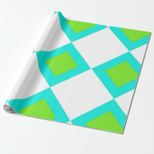 Papel De Presente Padrão de diamante verde e azul
