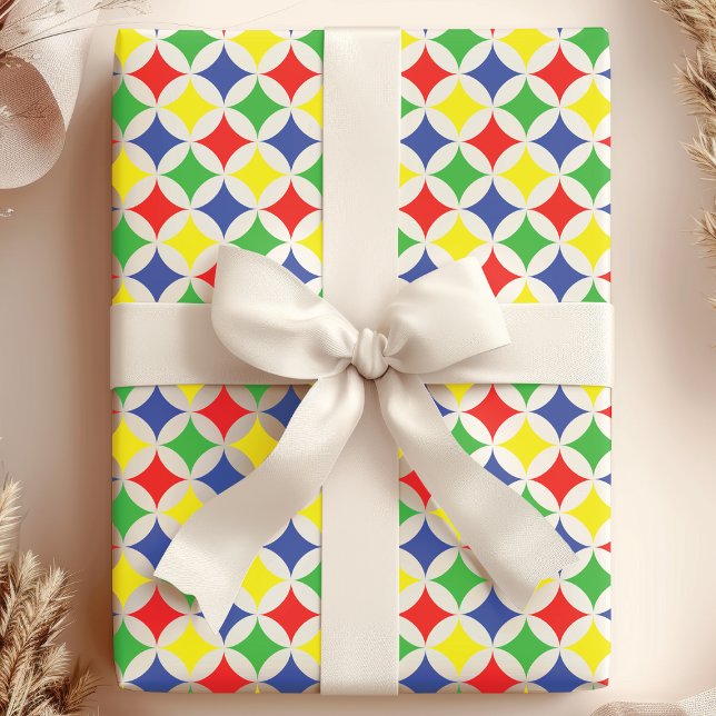 Papel De Presente Padrão de Diamantes do Arco-Íris Primário de Anive (Criador carregado)