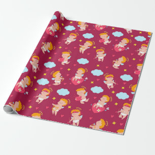 Papel De Presente Padrão de Dias de os namorados Cupidos