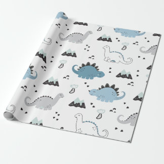 Papel De Presente Padrão de Dino Minimalista Moderno e Dinossauro Ga