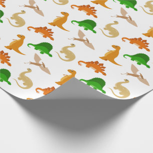 Papel De Presente Padrão de Dinossauro Fofo