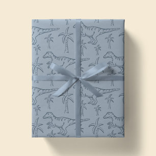 Papel De Presente Padrão de Dinossauro Moderno Menino Dinossauro Jun