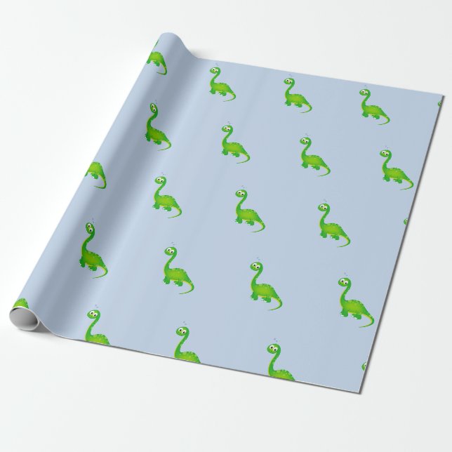 Papel De Presente Padrão de Dinossauro Pré-Histórico (Desenrolado)