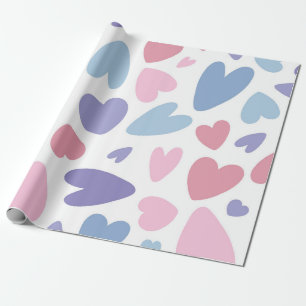 Papel De Presente Padrão de dispersão de coração de Pastel