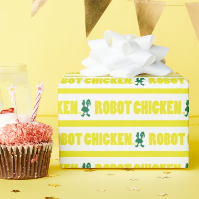 Papel De Presente Padrão de distribuição de frango robô (Festa de aniversário)
