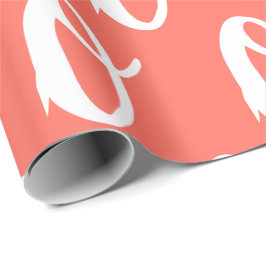 Papel De Presente Padrão de diversão branca e coral