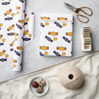 Papel De Presente Padrão de Doce de Halloween Engraçado e Fofo em Br