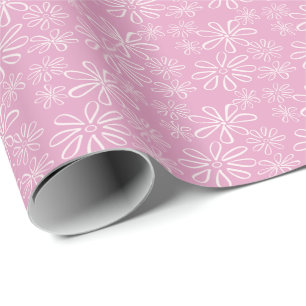 Papel De Presente Padrão de Dodle Floral Blush Girly