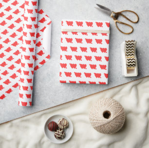 Papel De Presente Padrão de Dois Corações Vermelhos do Namorados
