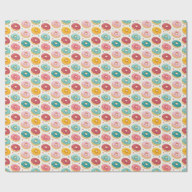 Papel De Presente Padrão de Donuts (Aberto)