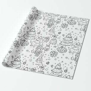 Papel De Presente Padrão de Doodle de Natal de Inverno Fofo (3)