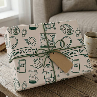 Papel De Presente Padrão de Doodle do Dia dos Pais Moderno Pai Milen