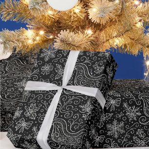 Papel De Presente Padrão de Dormência de Natal de Black & White Dood