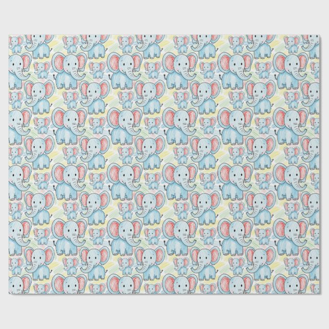 Papel De Presente padrão de elefante (Aberto)
