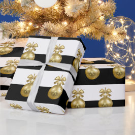 Papel De Presente Padrão de Enfeites de natal Dourado elegante