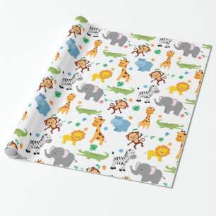 Papel De Presente Padrão de Enfermeiro de Animais Safari Cute