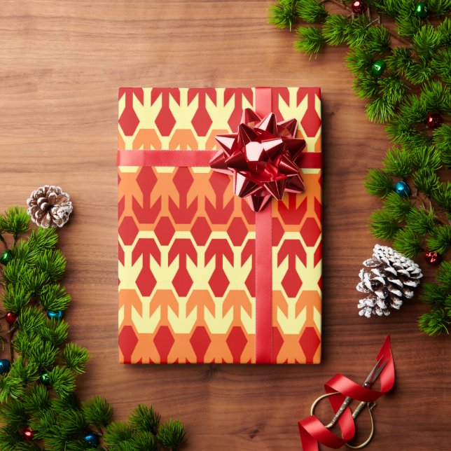 Papel De Presente Padrão de Entrega Vermelha e Seta Amarela (Presente de Natal)