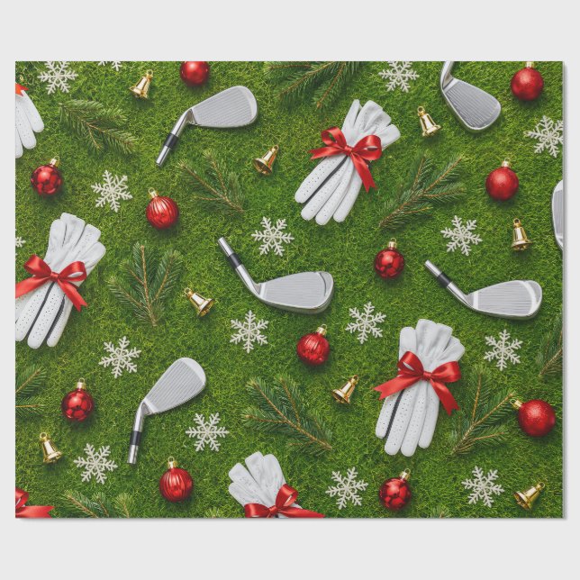 Papel De Presente Padrão de Equipamento de Natal de Golfe em Relva V (Aberto)