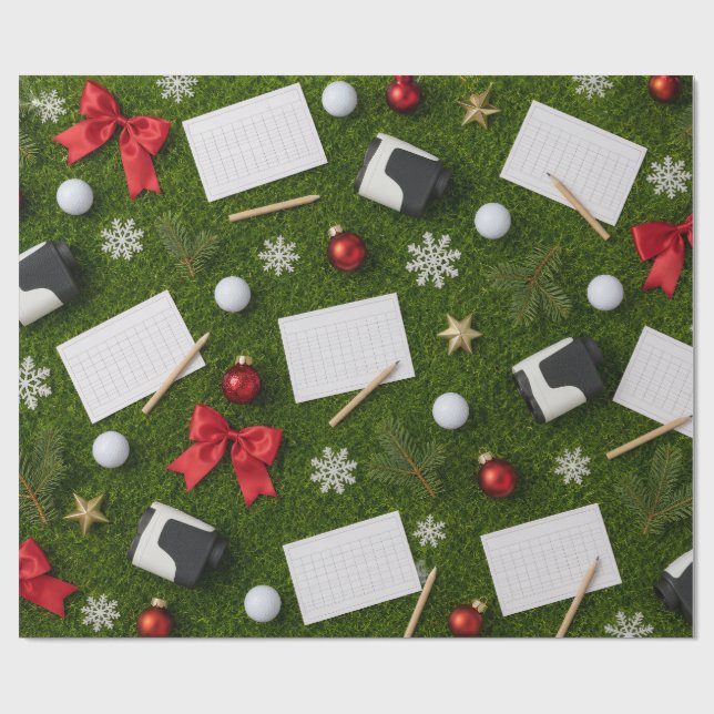 Papel De Presente Padrão de Equipamentos de Natal de Golfe em Relva  (Aberto)