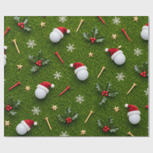 Papel De Presente Padrão de Equipamentos de Natal de Golfe em Relva