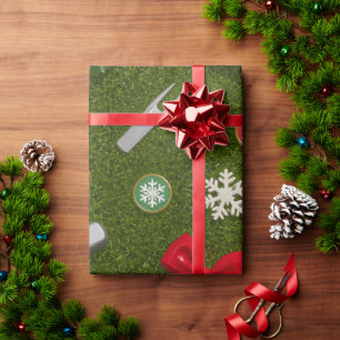 Papel De Presente Padrão de Equipamentos de Natal de Golfe em Relva