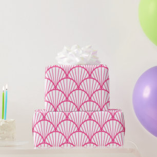 Papel De Presente Padrão De Escala Cor-De-Rosa E Branco