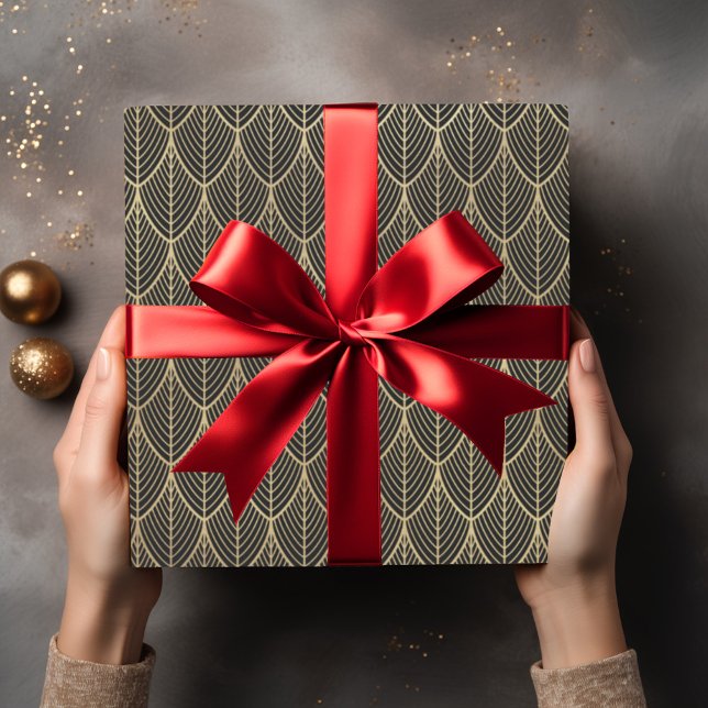 Papel De Presente Padrão de Escala Elegante Dourada Art Deco (Criador carregado)