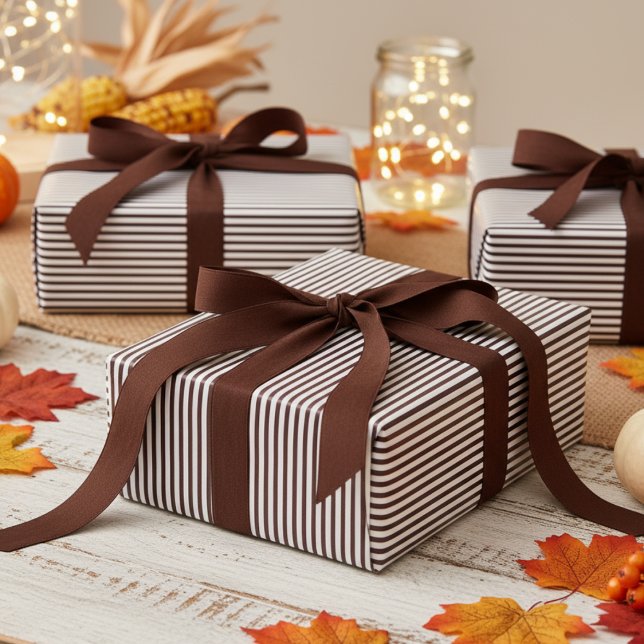 Papel De Presente Padrão de Escuridão Escuro e Listras Brancas (Modern & Classic Dark Red Wrapping Paper. Trendy Navy Blue & White Chic Stripes Pattern for Him.)