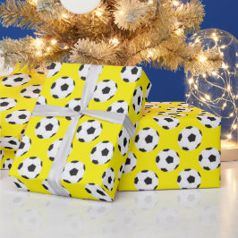 Papel De Presente Padrão de esfera de futebol amarelo