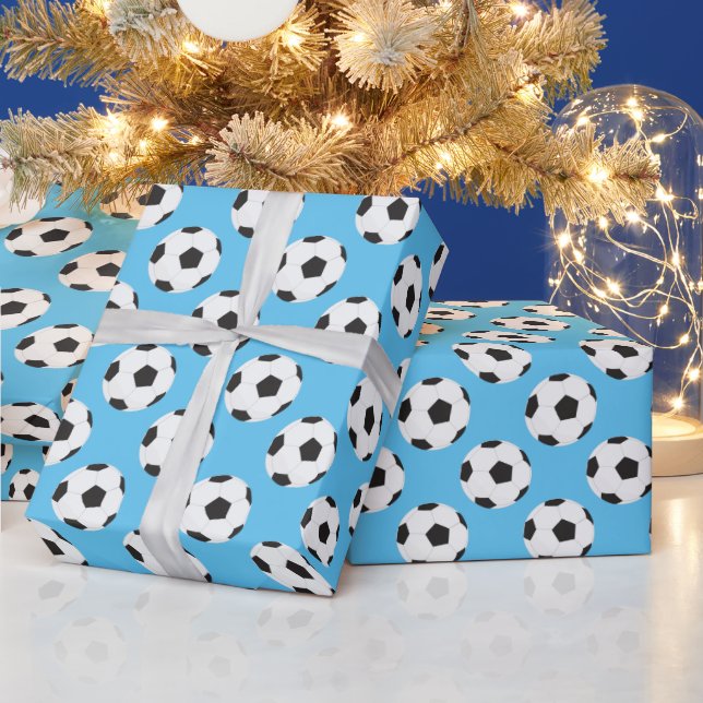 Papel De Presente Padrão de esfera do futebol azul (Feriados)