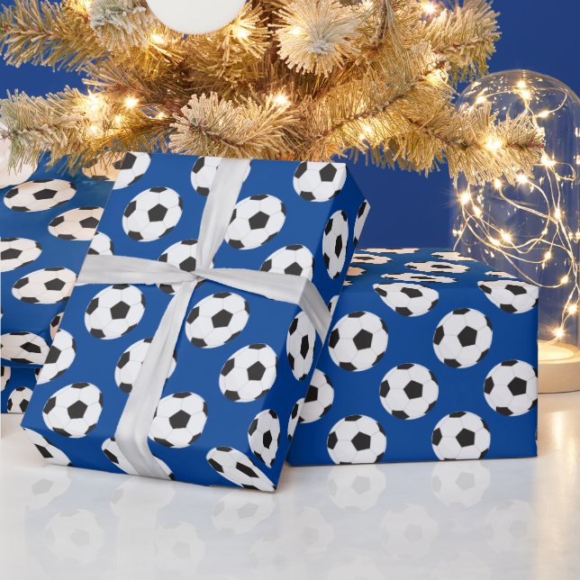 Papel De Presente Padrão de esfera do futebol azul (Feriados)