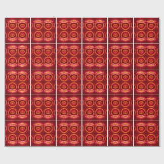 Papel De Presente Padrão de Esferas de Energia Laranja e Vermelho