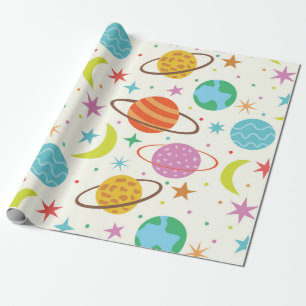 Papel De Presente Padrão de Espaço Exterior do Planeta do Sistema So