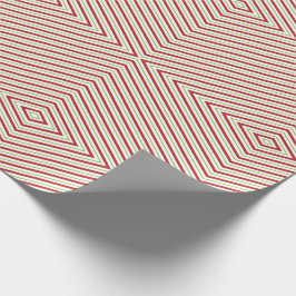 Papel De Presente Padrão de Espelho Branco Verde Vermelho Retroativo